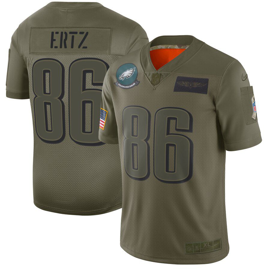 Men Philadelphia Eagles #86 Ertz Green Nike Olive Salute To Service Limited NFL Jerseys
